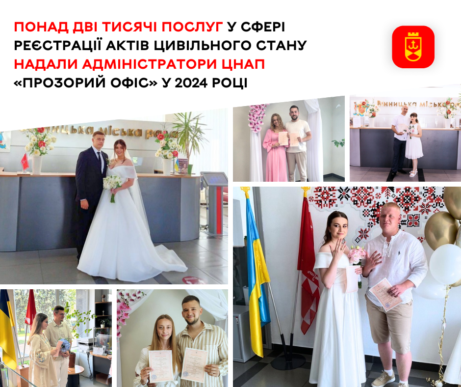 Понад дві тисячі  послуг у сфері реєстрації актів цивільного стану надали адміністратори ЦНАП «Прозорий офіс» у 2024 році